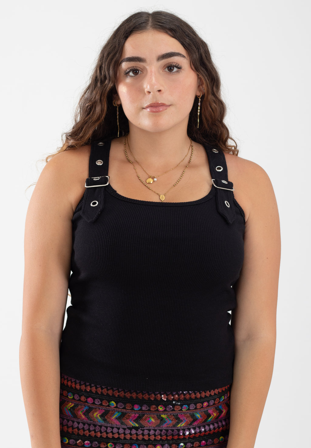BUCKLE TOP IN BLACK