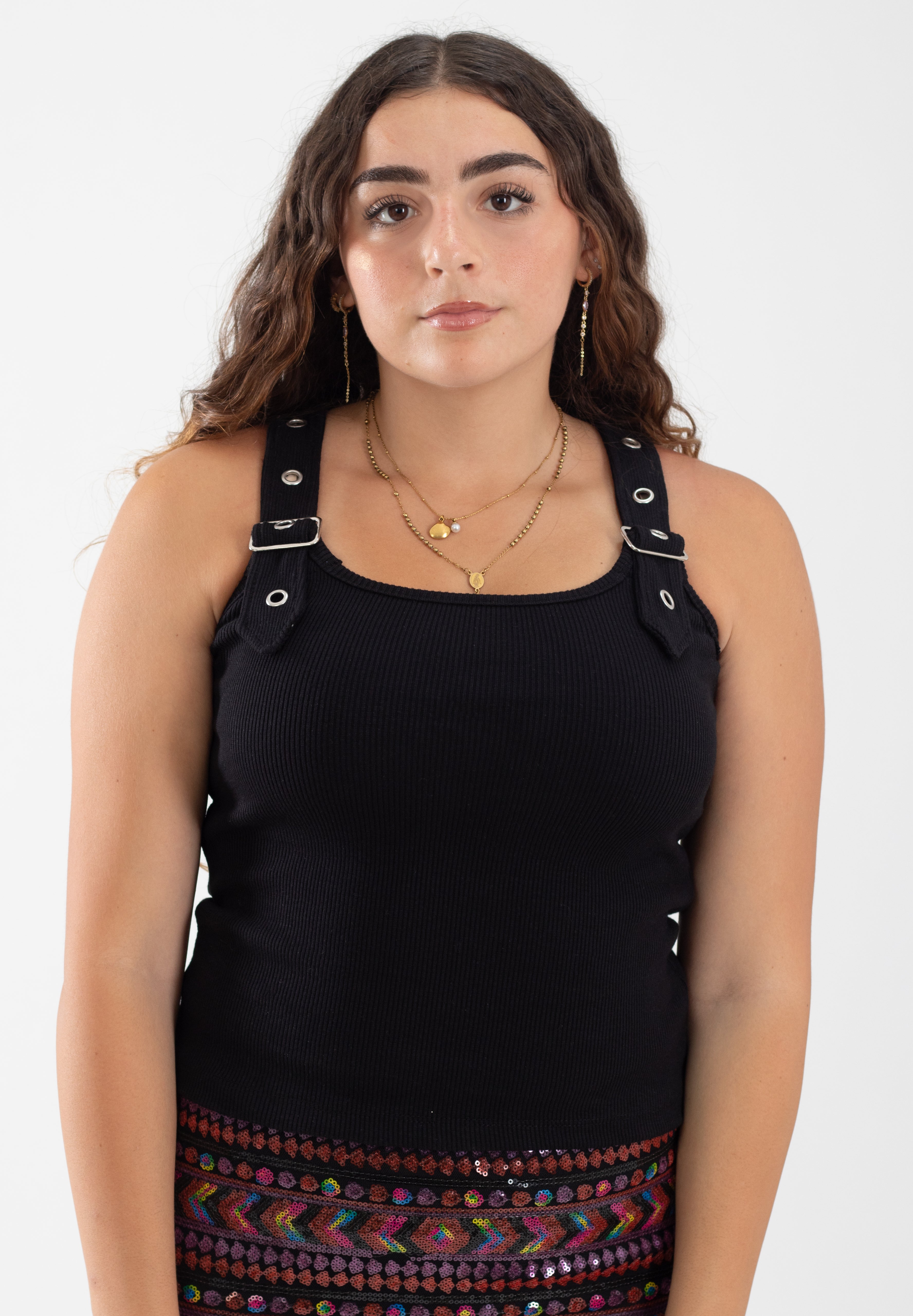 BUCKLE TOP IN BLACK